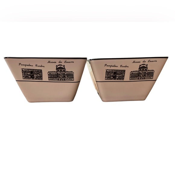 222 FIFTH Around The City Paris China Appetizer Bowls Eiffel Tower White/Black - Picture 5 of 9